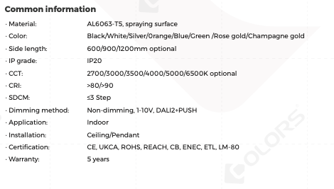 COLORS® SUSPENSION DALI-DIMMING DIAMOND 900MM*35MM 70W CCT3000K-PENDANT/SURFACE AC24V +8CLIPS