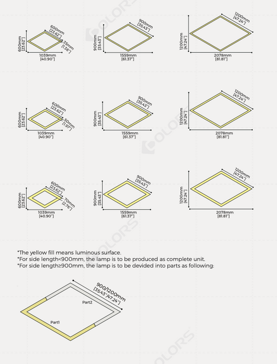 COLORS® SUSPENSION DALI-DIMMING DIAMOND 900MM*35MM 70W CCT3000K-PENDANT/SURFACE AC24V +8CLIPS