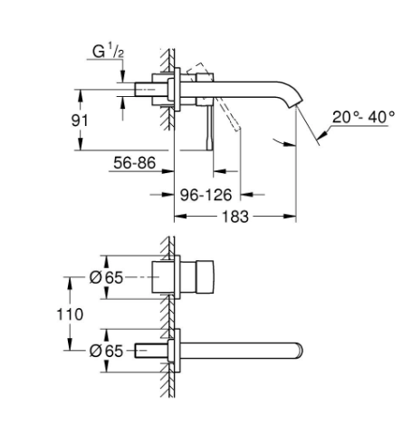 GROHE® Essence Single-lever bath/shower mixer 1/2" 25250KF1