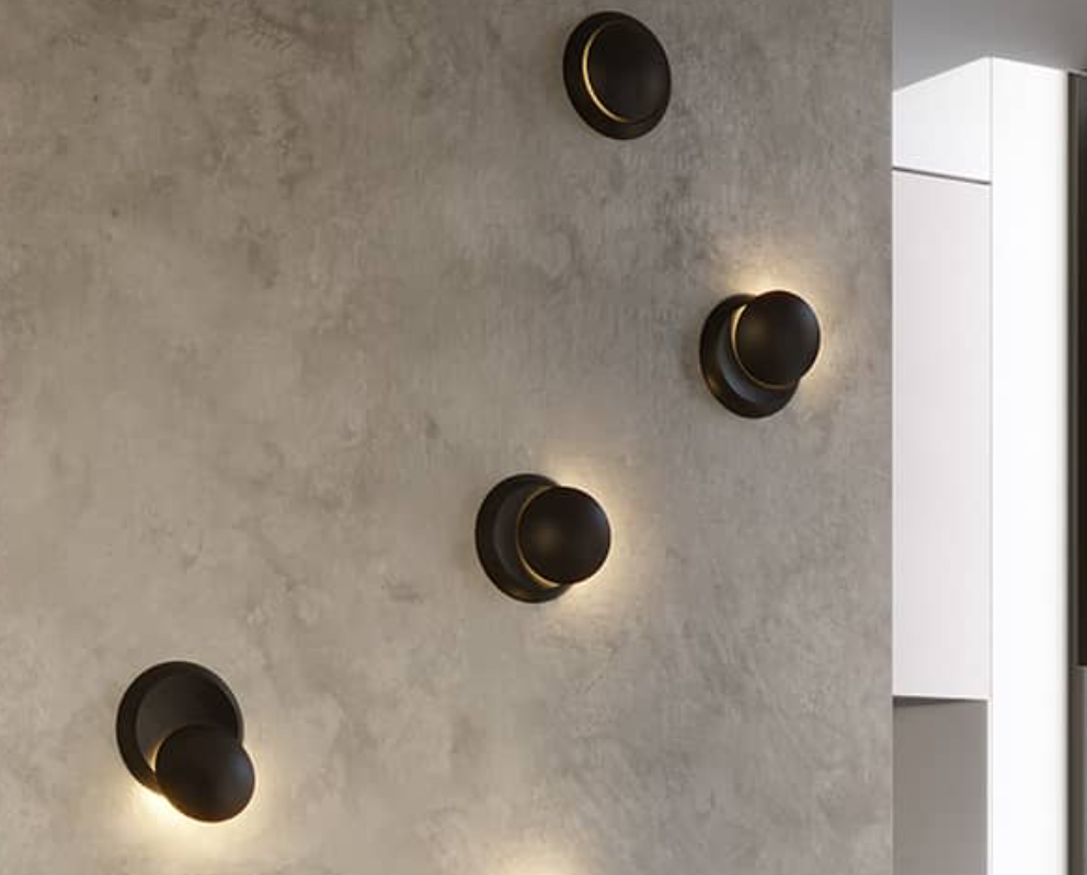 FLUA AUREOLE WALL LAMPE PIVOTANTE  5.6W-3000K--Ø178*47mm.Driver Dim-triac - Black 448719DT