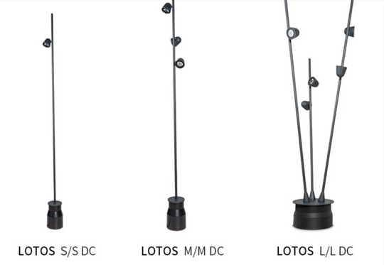 FLUA LOTOS  DC IP65-9.5W-3000K DC 24V-Ø100*1332mm.-3 PGY -Beam 17°-Black