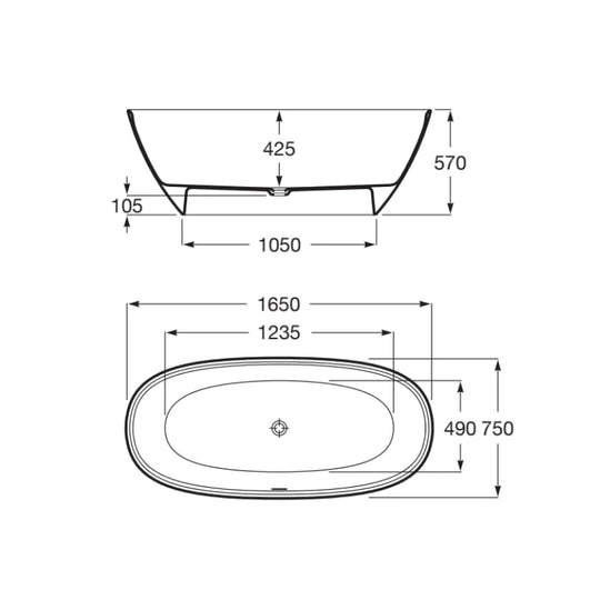 ROCA- ARIANE STONEX FREESTANDING BATH 1650 X 750 WHITE.