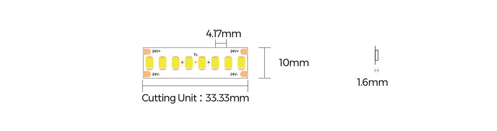COLORS® STRIP LED 10MM PCB- 20W/M.3000K. 240 LEDS/ML 3000lum.CRI90.DC24V/ IP20- RL 5ML .
