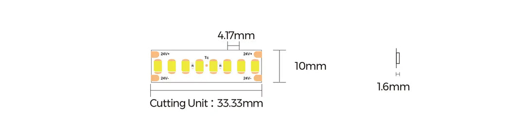 COLORS® STRIP LED 10MM PCB- 20W/M.3000K. 240 LEDS/ML 3000lum.CRI90.DC24V/ IP20- RL 5ML .