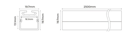 COLORS® PROFILE 2.5ML .ALU 19*11MM (PLAFOND, PENDANT) INCLU 2.5M PC FLAT DIFFUSER+ 2PCS END CAPS