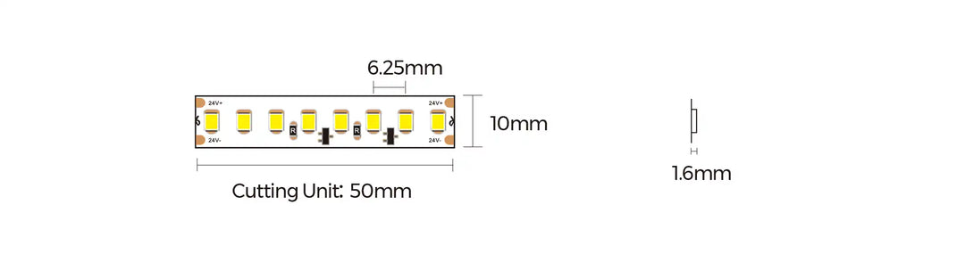COLORS® STRIP LED ETANCHE 10MM PCB- 13W/M-CCT3000°K DC24 4V DUAL ENDS IP- RLX.5ML