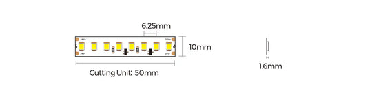 COLORS® STRIP LED ETANCHE 10MM PCB- 13W/M-CCT3000°K DC24 4V DUAL ENDS IP- RLX.5ML