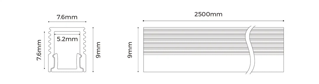 COLORS® PROFILE 2.5ML .ALU SILVER 7*9MM  INCLU 2.5M PC DIFFUSER+ 2PCS END CAPS