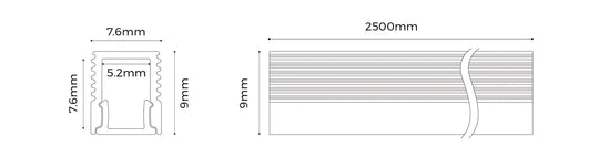 COLORS® PROFILE 2.5ML .ALU SILVER 7*9MM  INCLU 2.5M PC DIFFUSER+ 2PCS END CAPS
